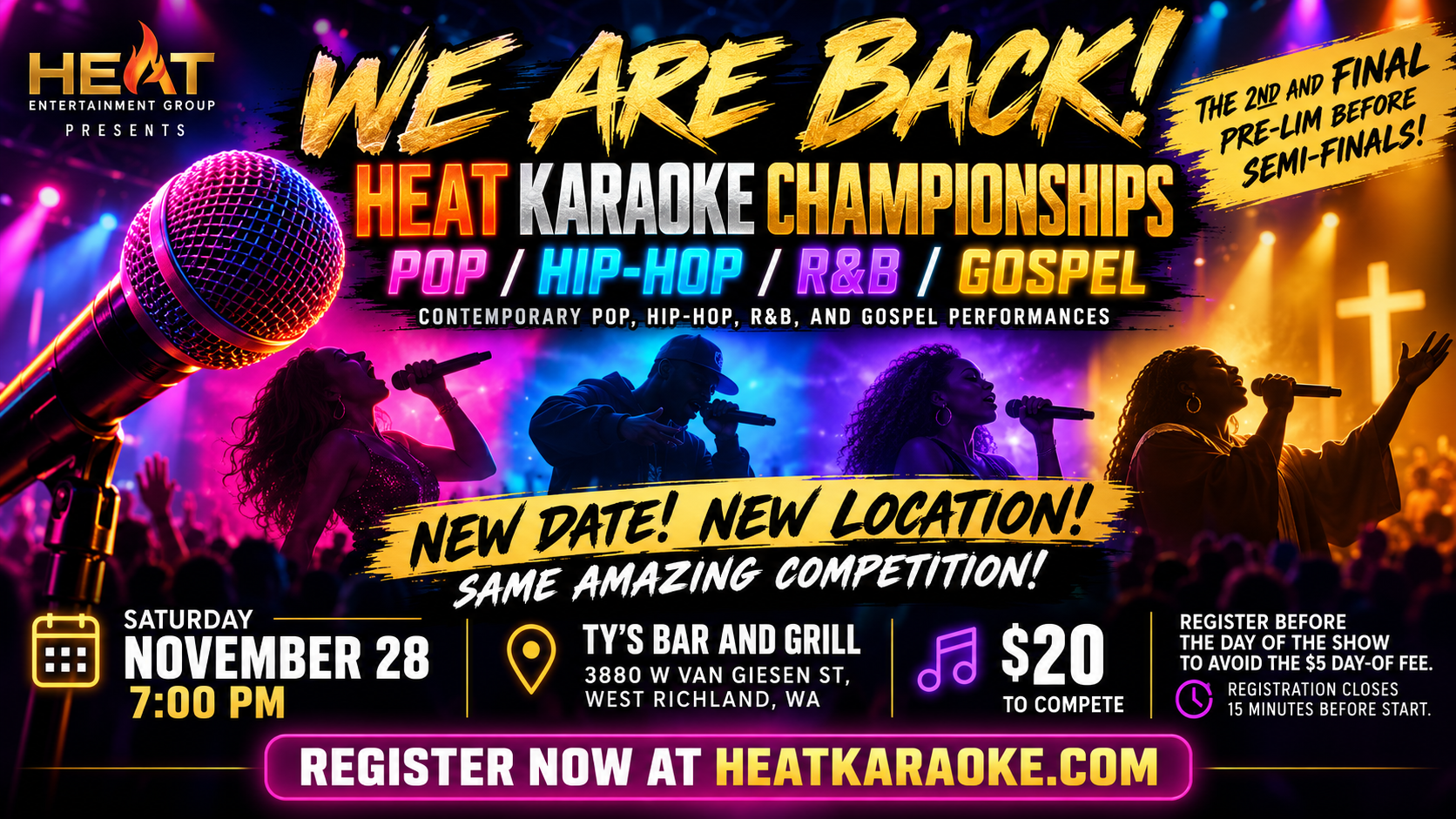 Heat Karaoke Championships Pop hip-Hop R&B and Gospel Round 2 - Last Chance to get in Semi-finals