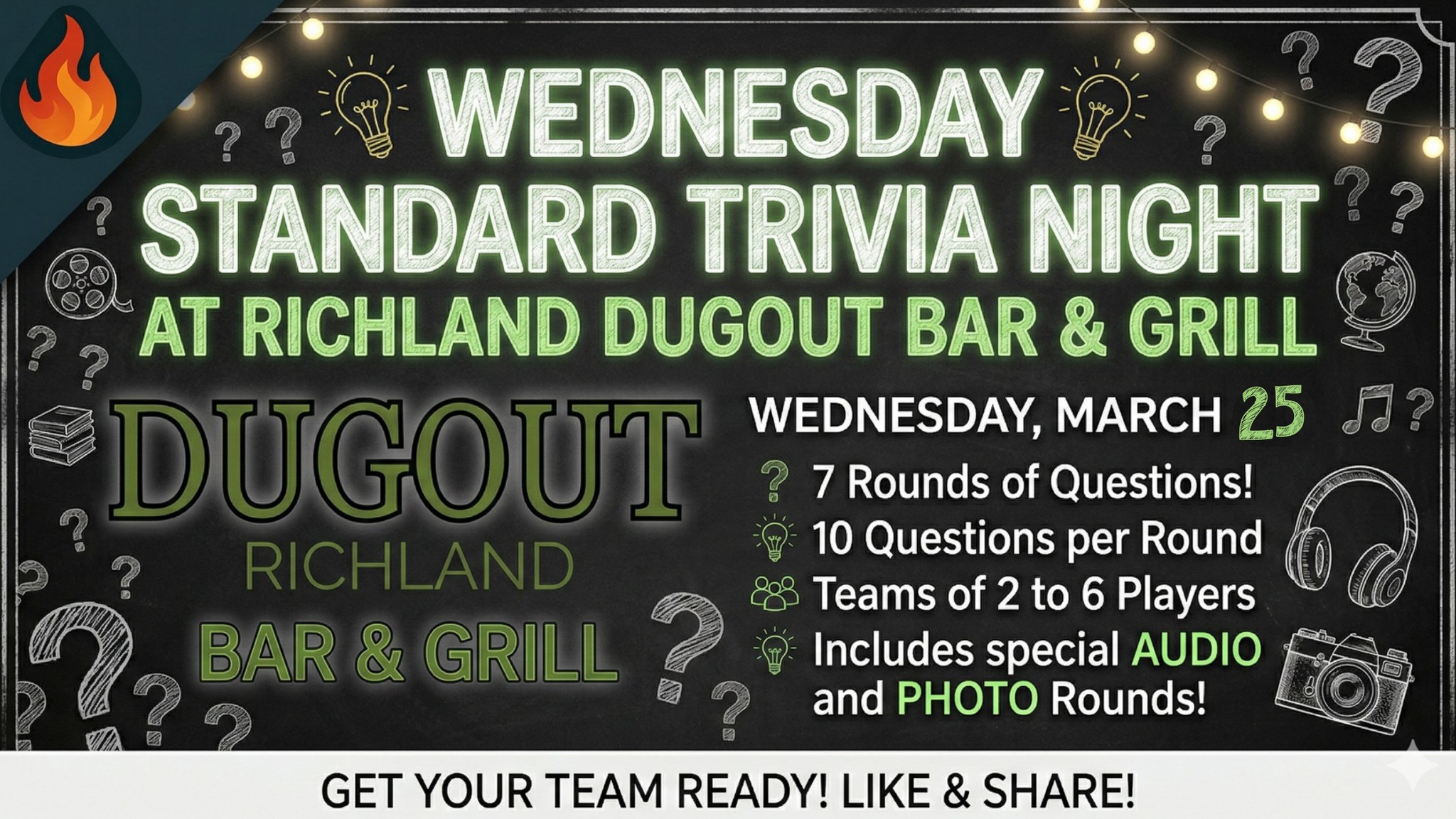 Wednesday Standard Trivia Night at Richland Dugout