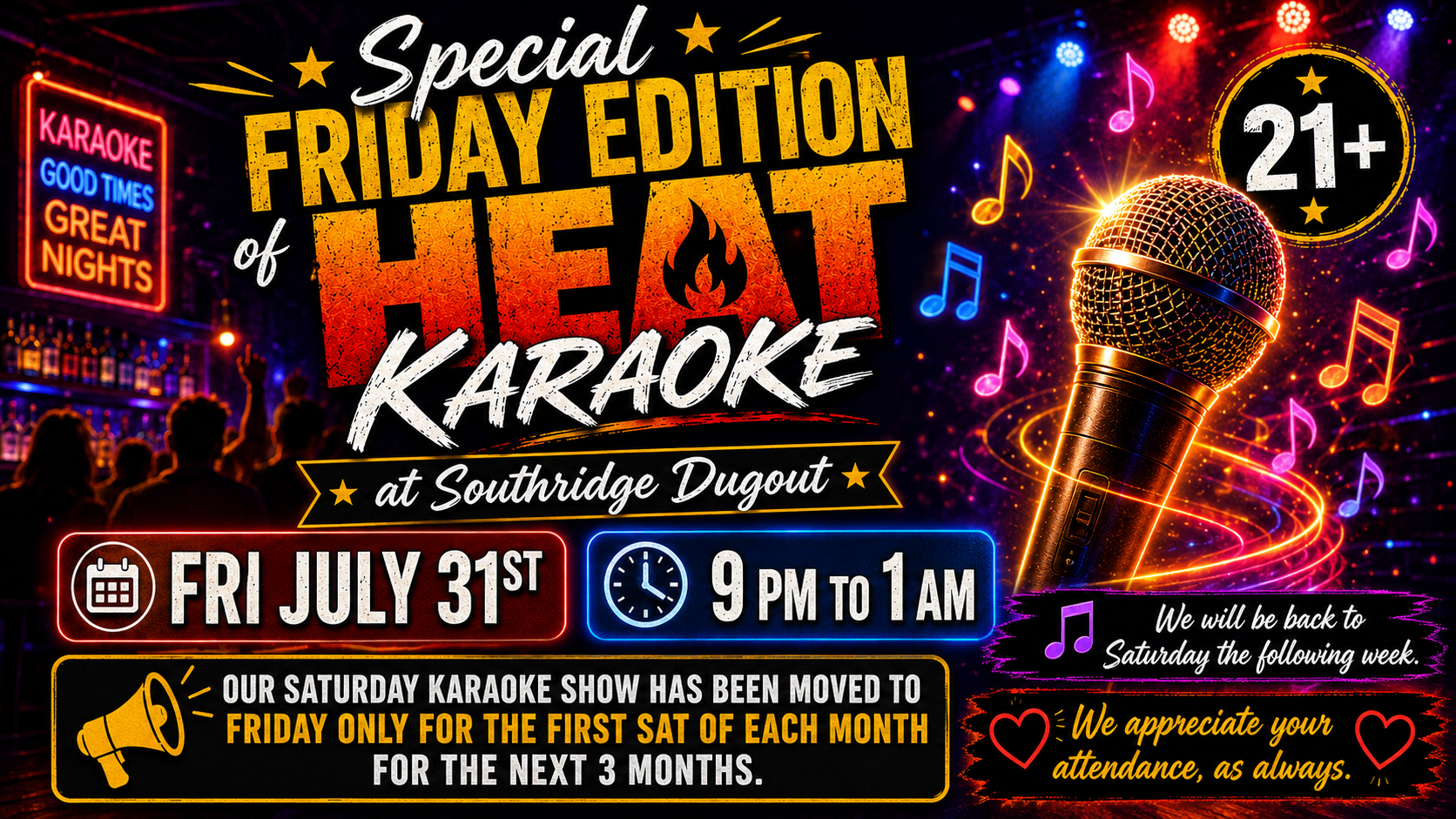 Special Friday Edition of Karaoke at Southridge Dugout