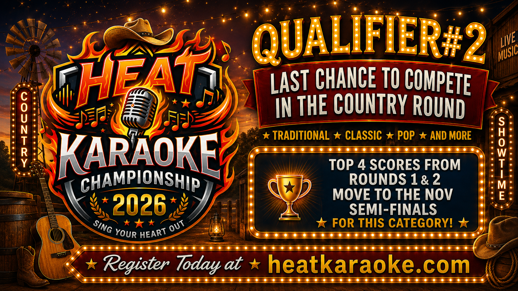Heat Karaoke Championships - Country Music Qualifier 2 - Last Chance at Richland Dugout
