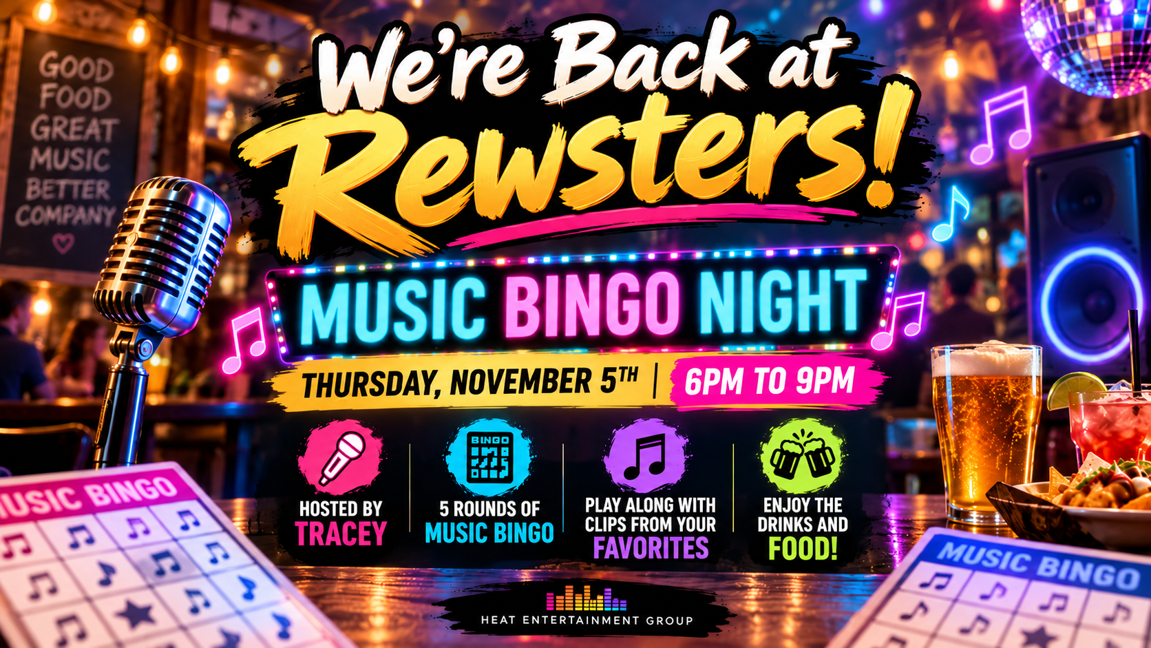 We are back at Rewsters - Music Bingo Show - Family Friendly