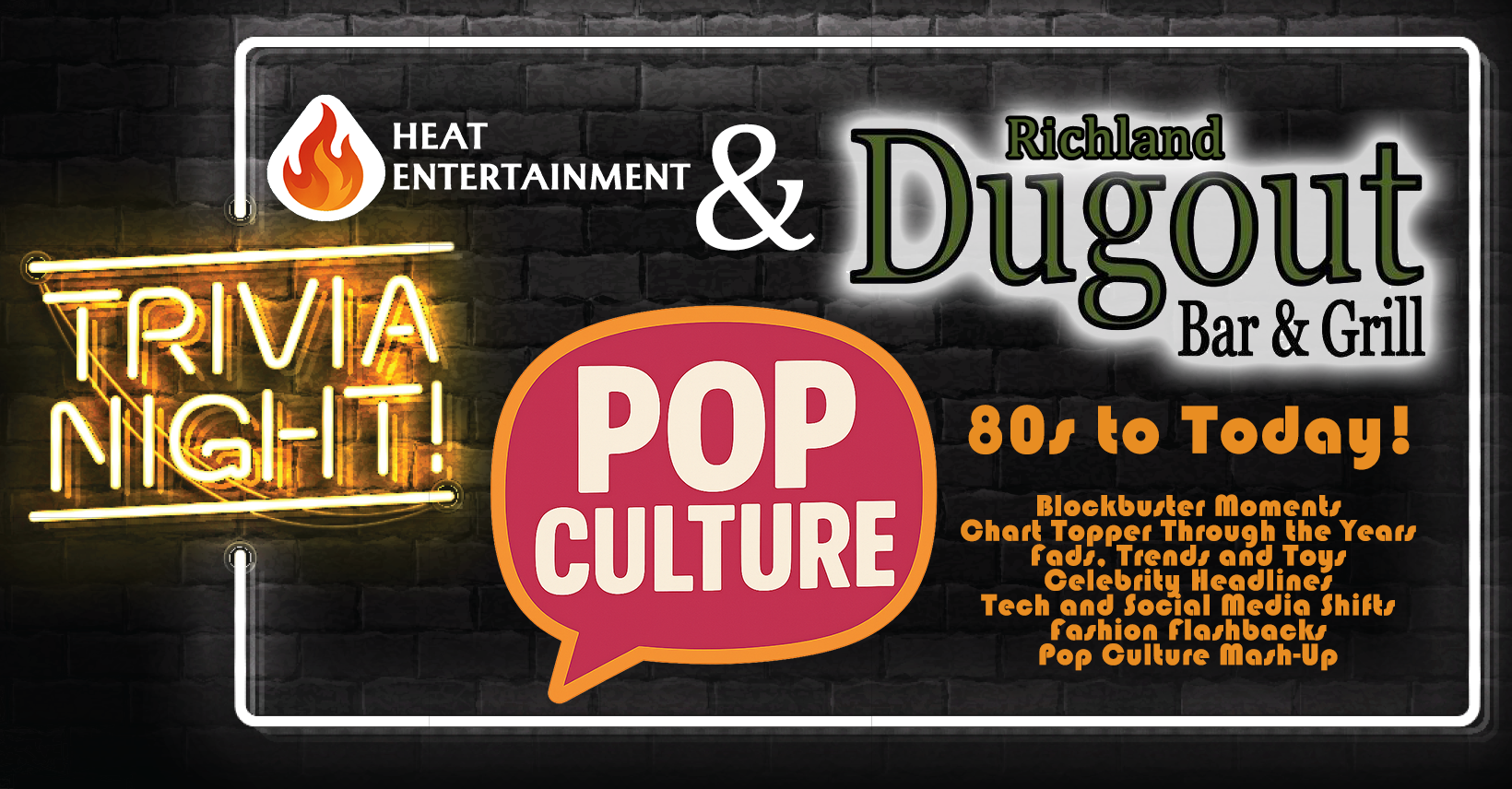 Pop culture Trivia at Richland Dugout