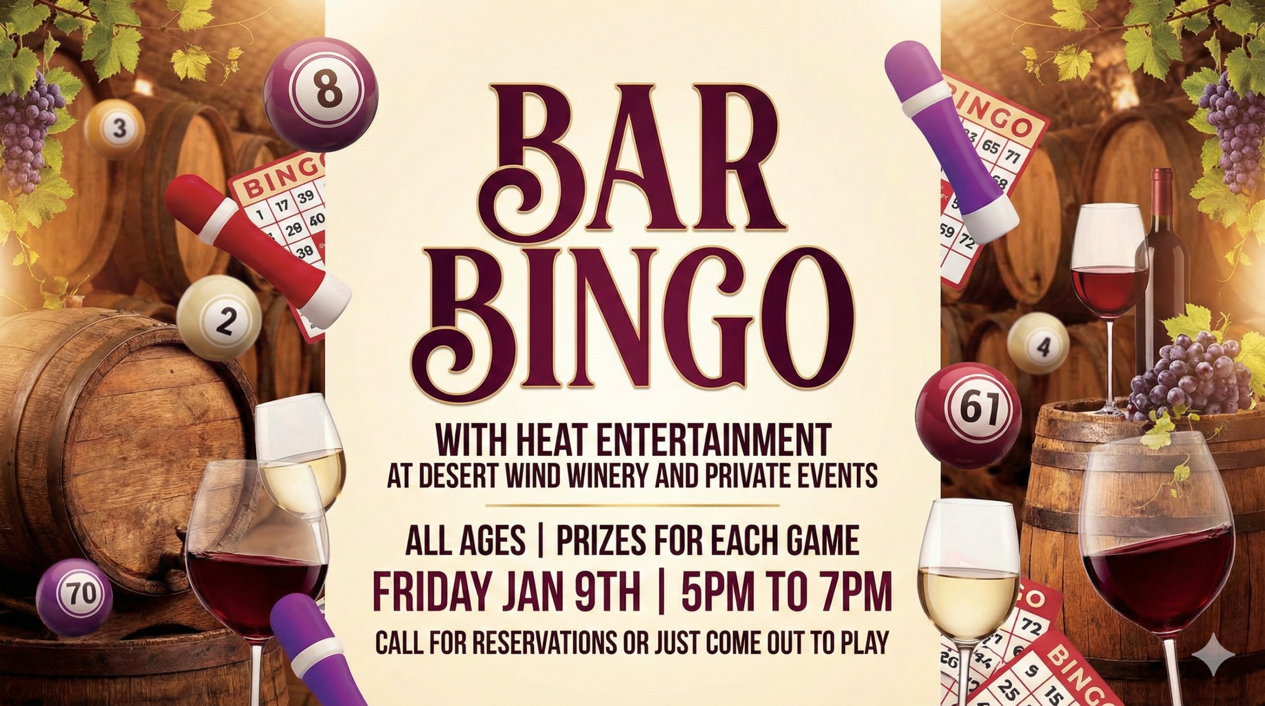 Dinnertime Bar Bingo at Desert Wind Winery