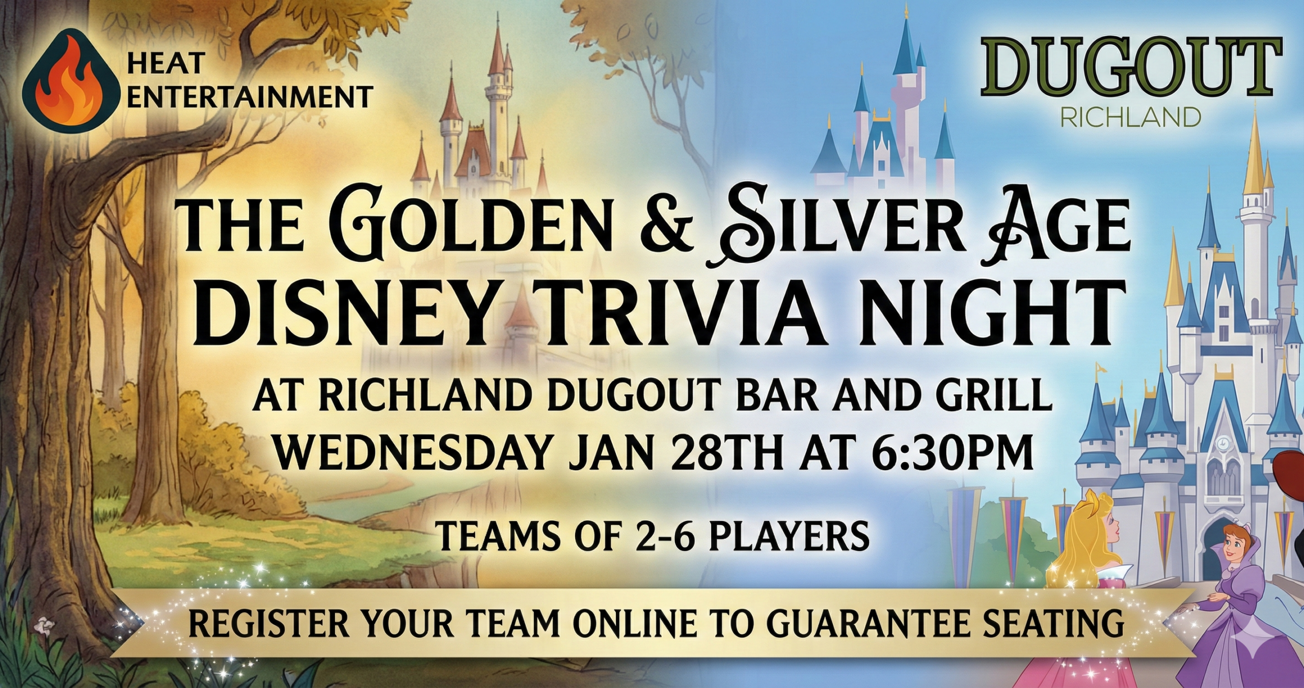 The Golden & Silver Age Disney Trivia Night at Richland Dugout - Team Capt ONLY should Register