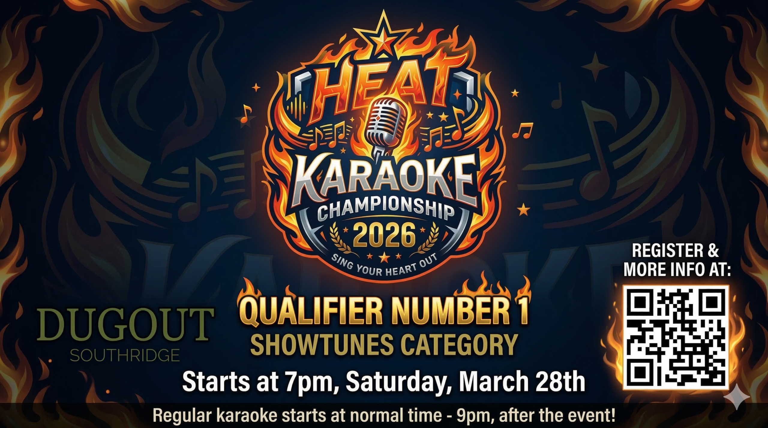 Showtunes Qualifier 1 - Heat Karaoke Championships at Southridge Dugout